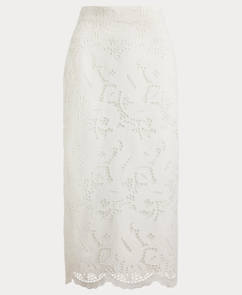 Lauren Ralph Women's Embroidered Midi Pencil Skirt