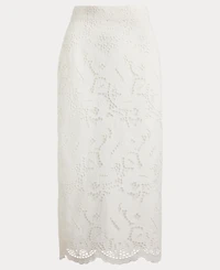 Lauren Ralph Women's Embroidered Midi Pencil Skirt