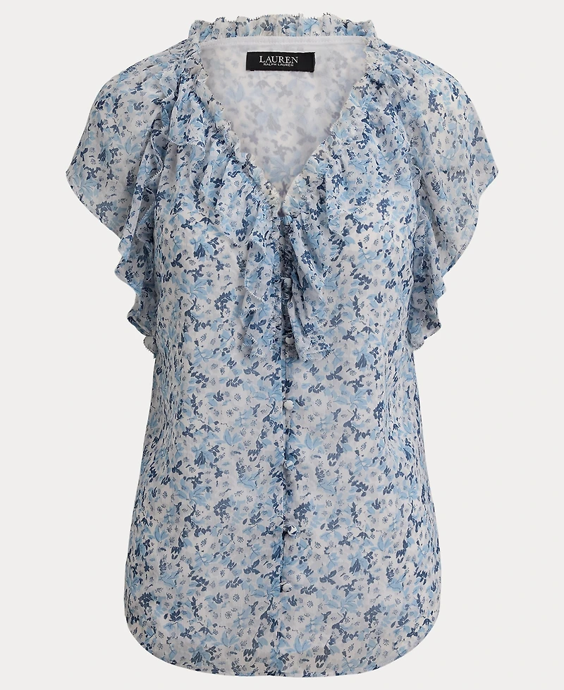 Lauren Ralph Women's Floral V-Neck Blouse