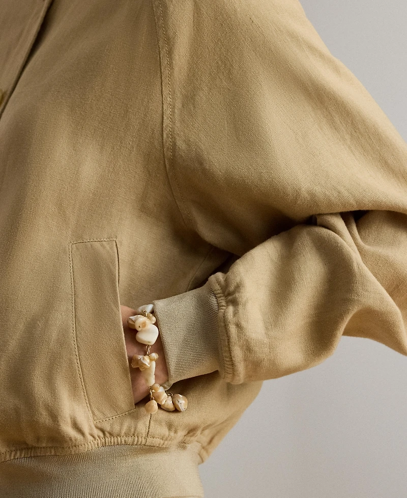 Lauren Ralph Women's Baseball Collar Bomber Jacket