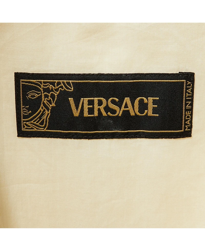 Pre-Owned Versace Men's Vintage Leather & Cotton Zip Up Jacket