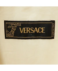 Pre-Owned Versace Men's Vintage Leather & Cotton Zip Up Jacket