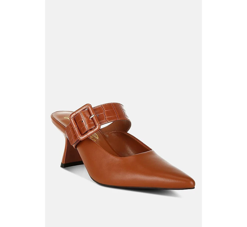 London Rag Womens Shein Star Slim Block Heel Mules