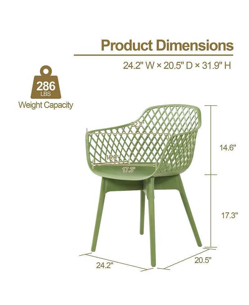 Aoodor Modern Dining Chairs Set of 4, Weather-Resistant Plastic Cafe Chairs with Ergonomic Back and Non-Slip Pad, Suitable for Patio, Restaurant