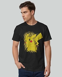 Fifth Sun Men's Pikachu Brushy Short Sleeve T-shirt