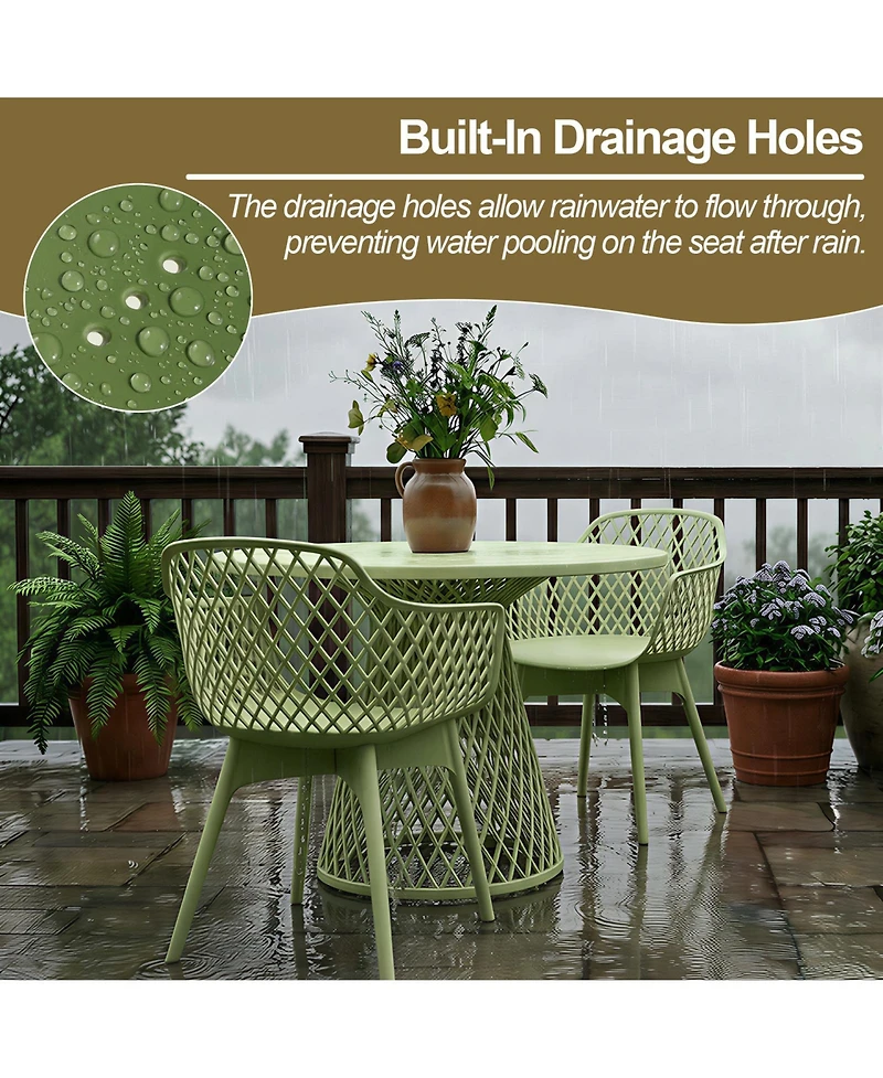 Aoodor Modern Dining Chairs Set of 4, Weather-Resistant Plastic Cafe Chairs with Ergonomic Back and Non-Slip Pad, Suitable for Patio, Restaurant