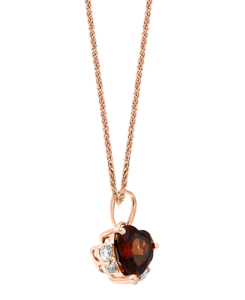Lali Jewels Garnet (7/8 ct. t.w.) & Diamond (1/10 ct. t.w.) Heart 18" Pendant Necklace in 14k Rose Gold