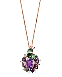 Lali Jewels Multi-Gemstone (4-1/3 ct. t.w.) Peacock Pendant Necklace in 14k Rose Gold, 16" + 2" extender