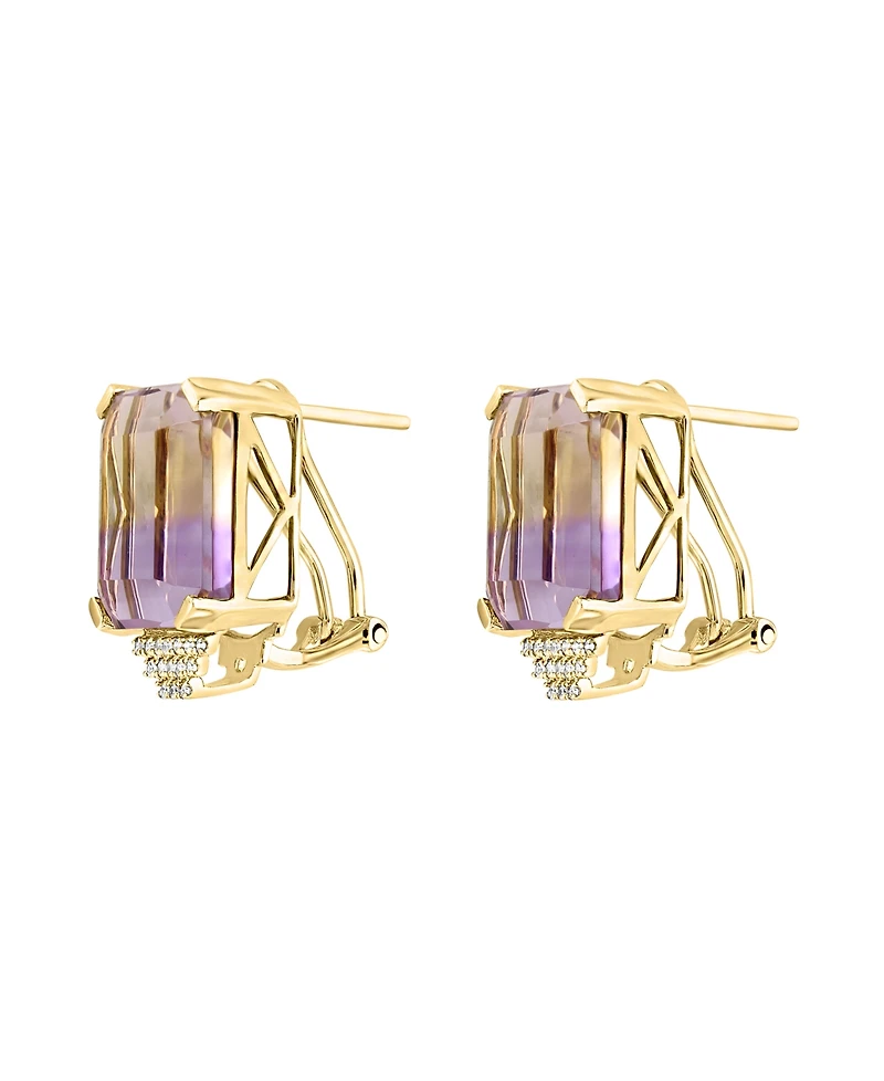 Ametrine (19-3/8 ct. t.w.) & Diamond (1/8 ct. t.w.) Stud Earrings in 14k Gold