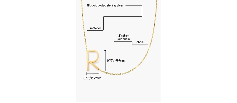 Oak & Luna Sideways Initial Necklace Gold Plated Sterling Silver