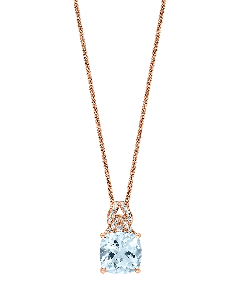 Lali Jewels Aquamarine (3-1/2 ct. t.w.) & Diamond (1/8 ct. t.w.) 18" Pendant Necklace in 14k Rose Gold