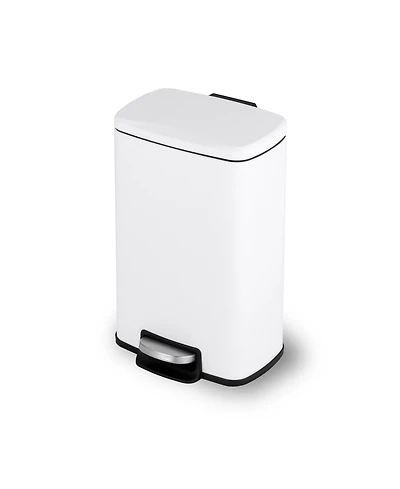 1.3 Gal./5 Liter Rectangular Matt White Step-on Trash Can for Bathroom and Office