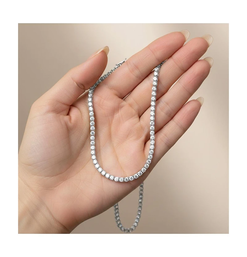 White Gold Plated And 14k Gold Plated Cubic Zirconia 3MM Tennis Necklace