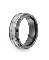 Men's Tungsten Ring, Black Ceramic Design Ring