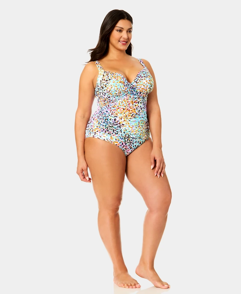 Anne Cole Plus Drape Front Underwire One-Piece Swimsuit