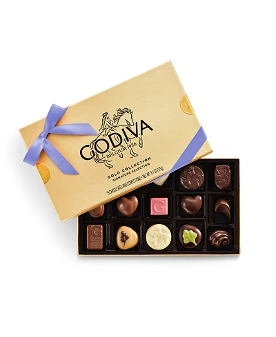 Godiva Assorted Chocolate Gold Gift Box with Iris Ribbon
