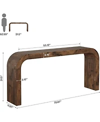 Tribesigns Solid Wood Tv Stand, 70.87-Inch Farmhouse Sofa Table with Waterfall Curved Corners for Hallway