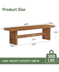 Tribesigns 63" Long Solid Wood Entryway Bench