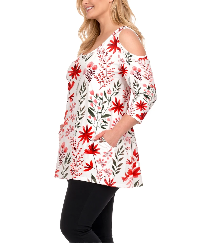 White Mark Plus Printed Relaxed-Fit Tunic Top