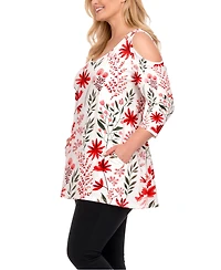White Mark Plus Printed Relaxed-Fit Tunic Top