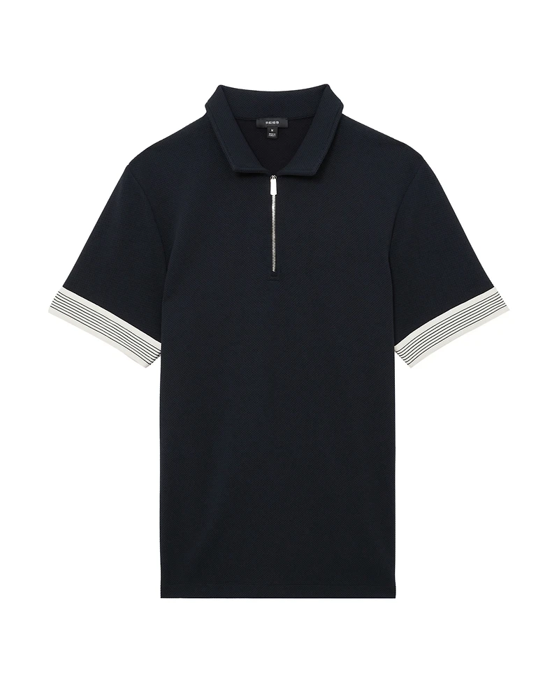 Reiss Men's Sleeve-Trim Half-Zip Polo Shirt