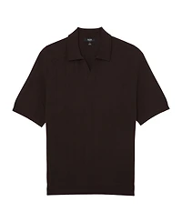 Reiss Men's Merino Wool Wide-Rib Polo Jumper Sweater