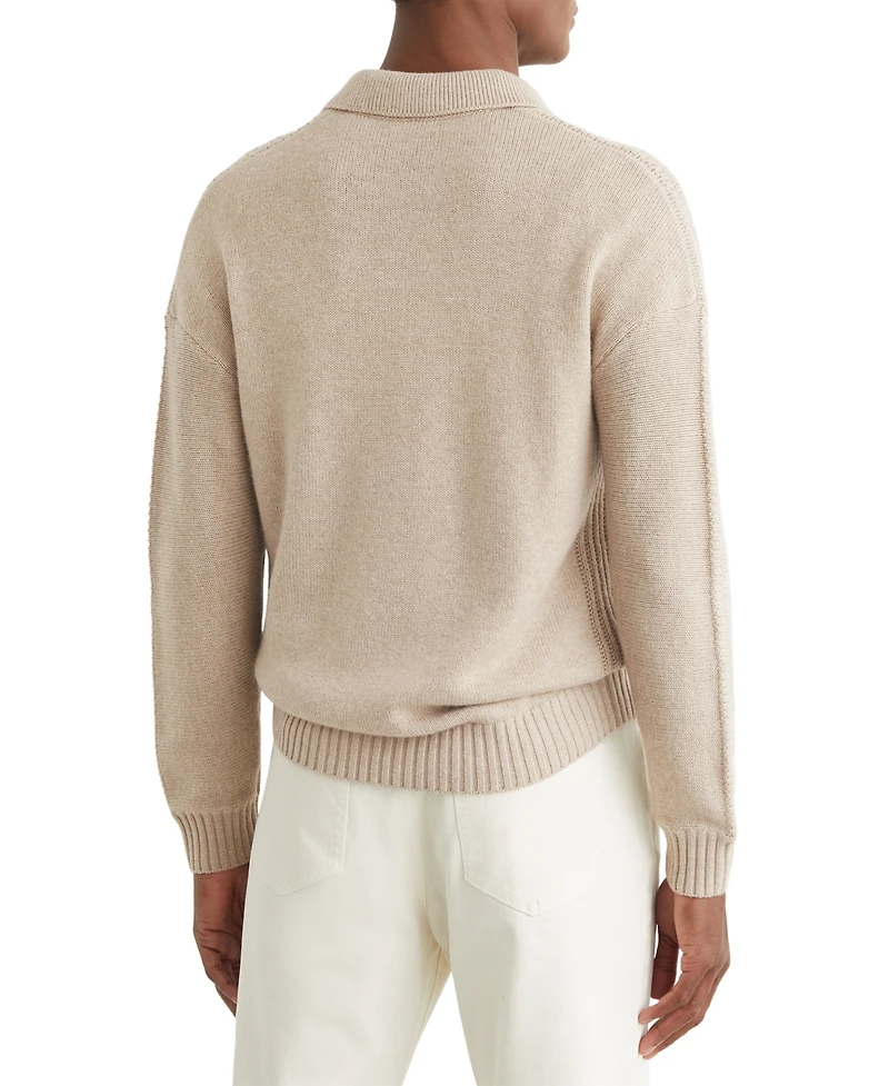 Reiss Men's Wool-Blend Half-Button Polo Jumper Sweater