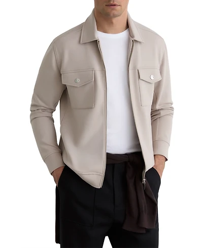Reiss Men's Premium Interlock Zip-Through Overshirt
