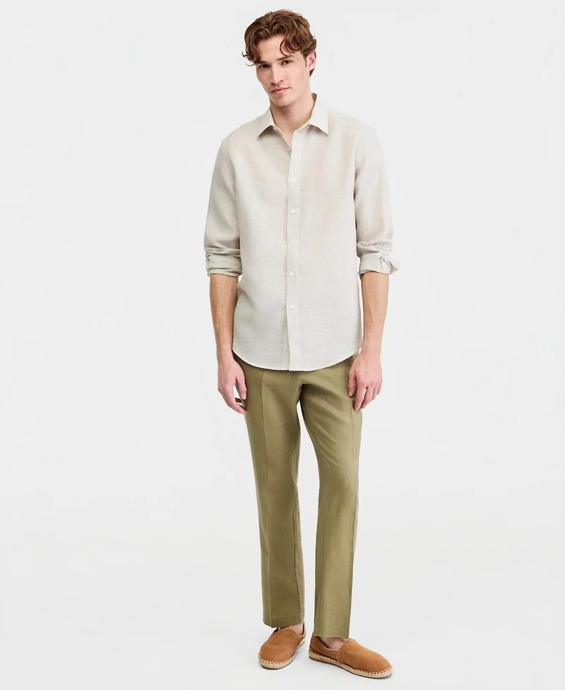 Club Room Men's Cross-Dye Linen Long-Sleeve Shirt, Macy's Exclusive