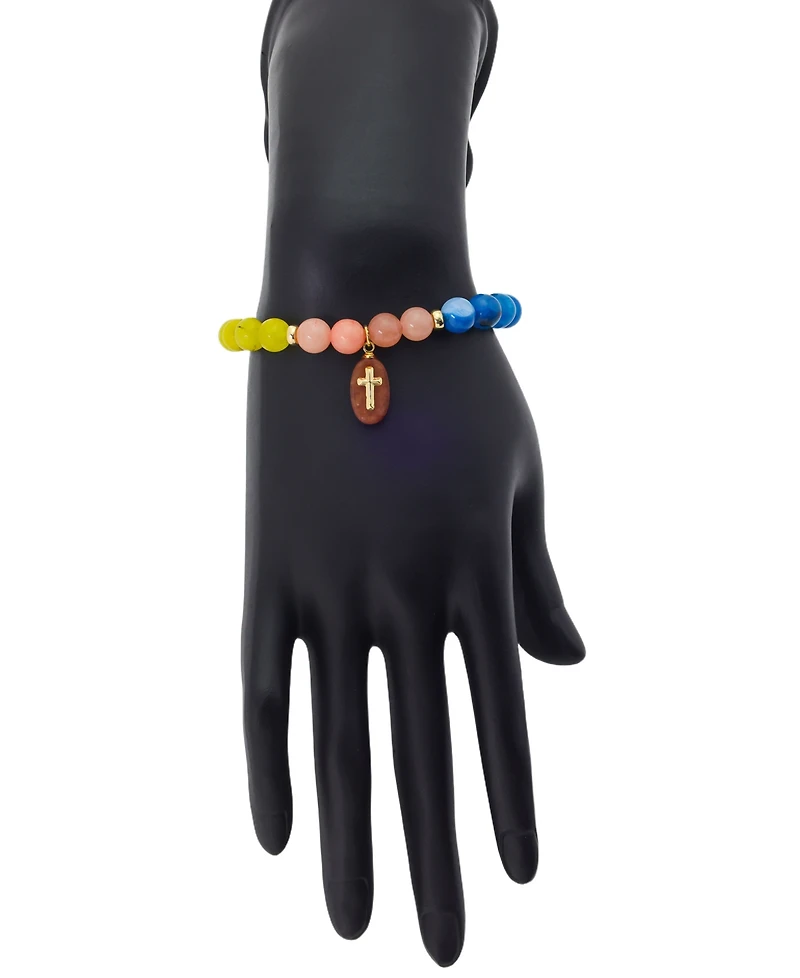 Unwritten Quartz and Cubic Zirconia Cross Charm Stretch Bracelet