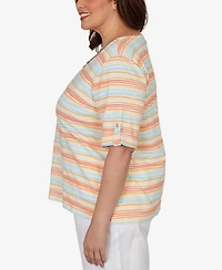 Hearts Of Palm Plus Embellished Stretch V-Neck Top