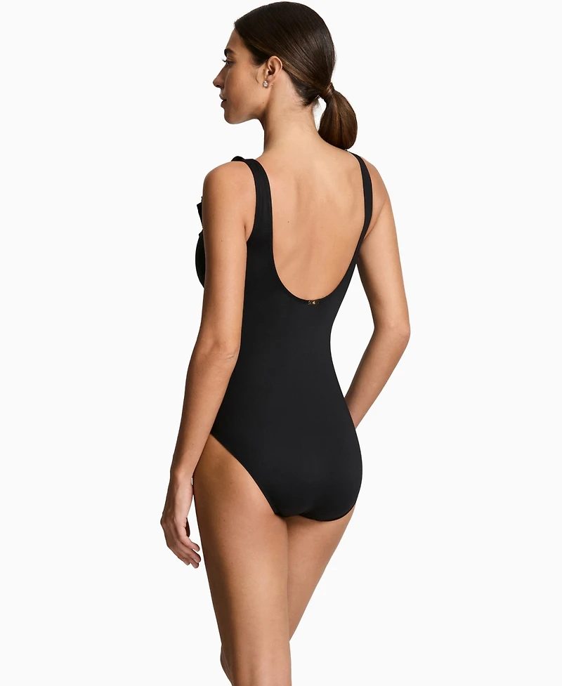 Lauren Ralph Women's Ruffle Surplice One-Piece Swimsuit