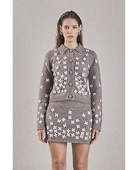 endless rose Women's Flower Detail Knit Cardigan