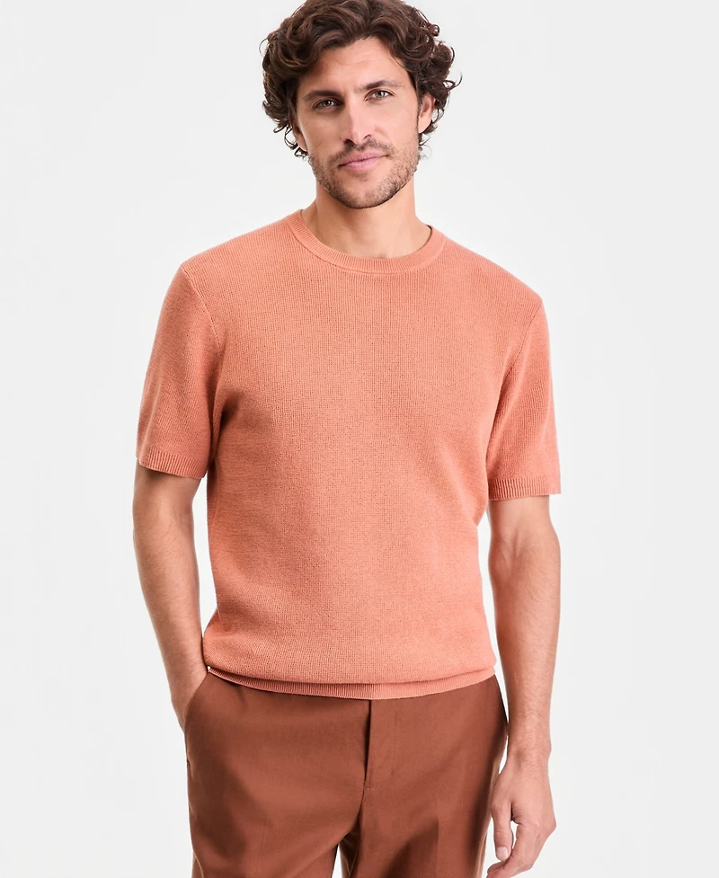 Alfani Men's Short-Sleeve Linen-Blend Crewneck Sweater, Macy's Exclusive