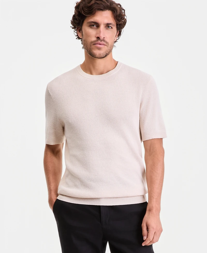 Alfani Men's Short-Sleeve Linen-Blend Crewneck Sweater, Macy's Exclusive