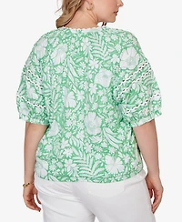 Ruby Rd. Plus Tropical Floral Trim Knit Top