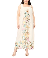 Vince Camuto Plus Thick Strap Square Neck Maxi Dress