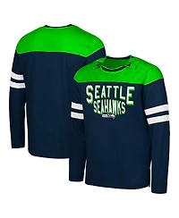 G-iii Sports by Carl Banks Men's College Navy/Neon Green Seattle Seahawks Adaptive Hail Mary Long Sleeve T-Shirt