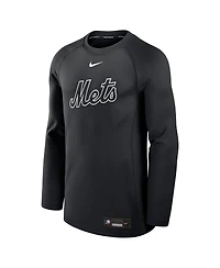 Nike Men's Black New York Mets Authentic Collection Game Time Raglan Dri-fit Long Sleeve T-Shirt
