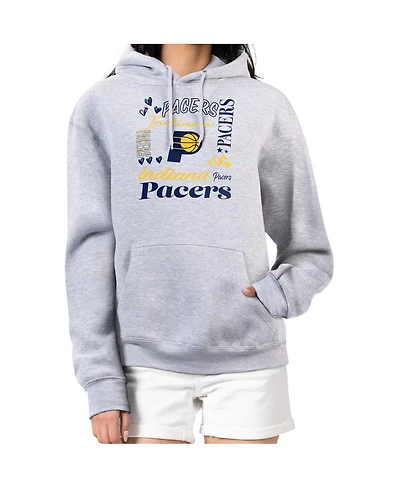 G-iii 4Her By Carl Banks Women's Heather Gray Indiana Pacers Team Collage Graphic Fleece Pullover Hoodie