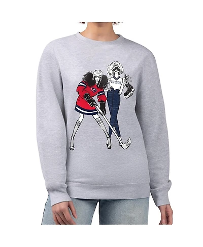 G-iii 4Her by Carl Banks Women's Heather Gray Columbus Blue Jackets Hockey Girls Team Graphic Fleece Pullover Sweatshirt