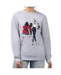 G-iii 4Her by Carl Banks Women's Heather Gray Columbus Blue Jackets Hockey Girls Team Graphic Fleece Pullover Sweatshirt