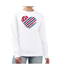 G-iii 4Her by Carl Banks Women's White Philadelphia Phillies Heart Logo Fleece Pullover Sweatshirt