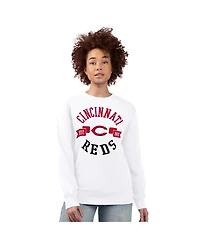 G-iii 4Her by Carl Banks Women's White Cincinnati Reds Team Logo Fleece Pullover Sweatshirt