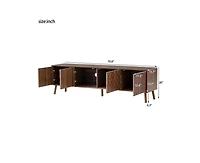 sumyeg 70 inch Modern Cabinet Tv Stand with Solid Wood Legs, Soft Closing Hinges and Cable Management
