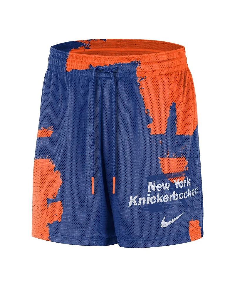 Nike Men's Blue/Orange New York Knicks Courtside Club Dri-fit Practice Shorts