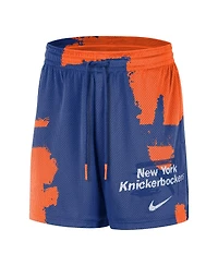 Nike Men's Blue/Orange New York Knicks Courtside Club Dri-fit Practice Shorts