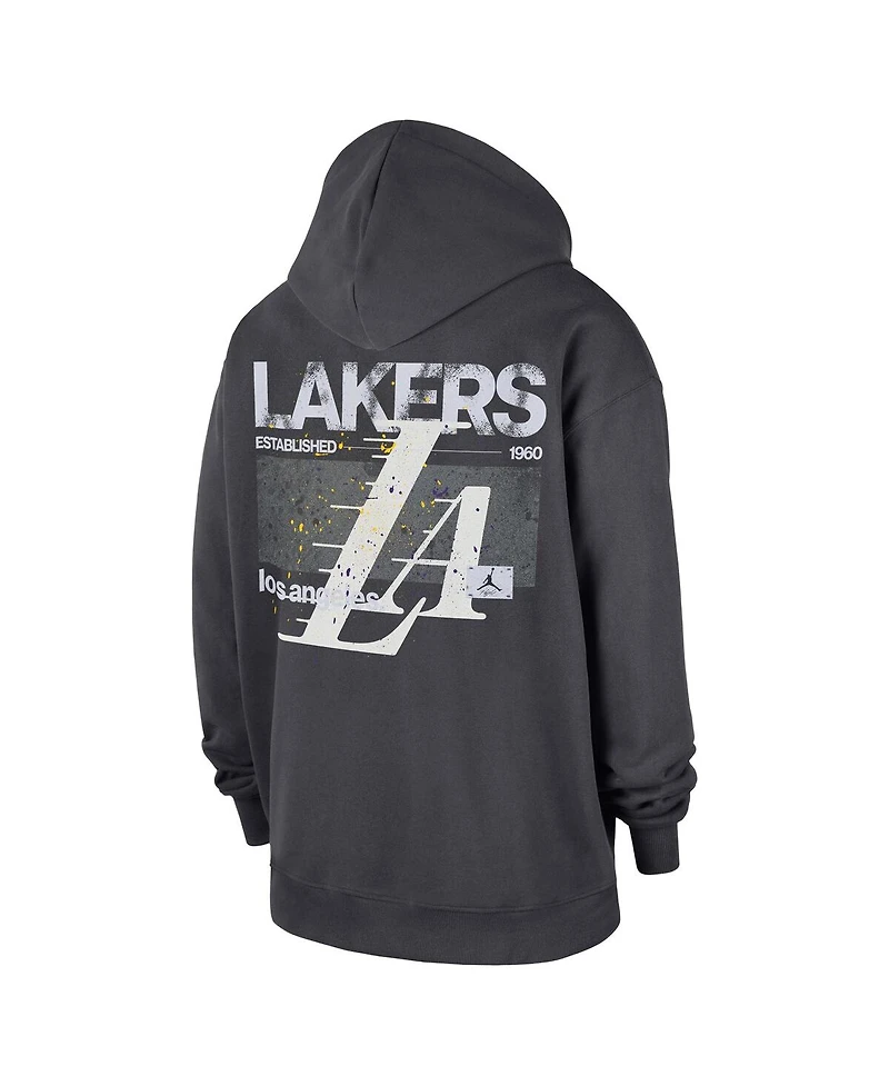 Jordan Men's Anthracite Los Angeles Lakers Statement Jumpman Flight Premiere Hoodie