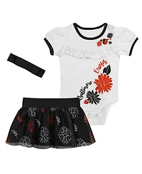 Outerstuff Newborn 3-Piece White/Black Baltimore Orioles Sweet Catcher Bodysuit, Headband and Skirt Set