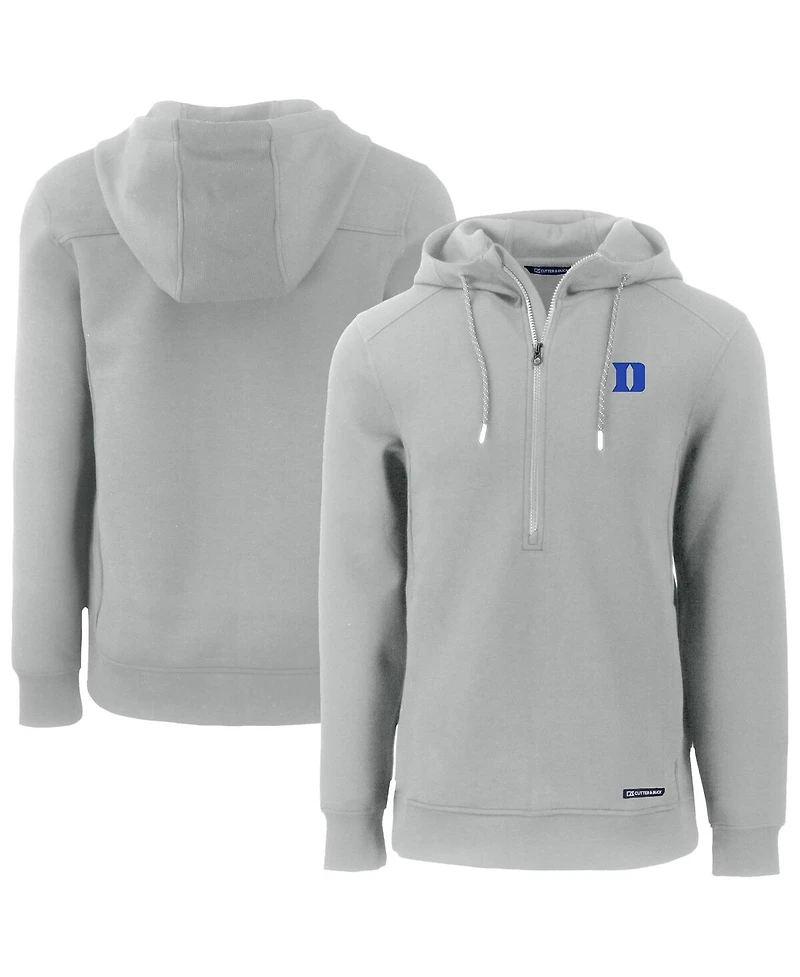 Cutter & Buck Men's Gray Duke Blue Devils Roam Half-Zip Hoodie